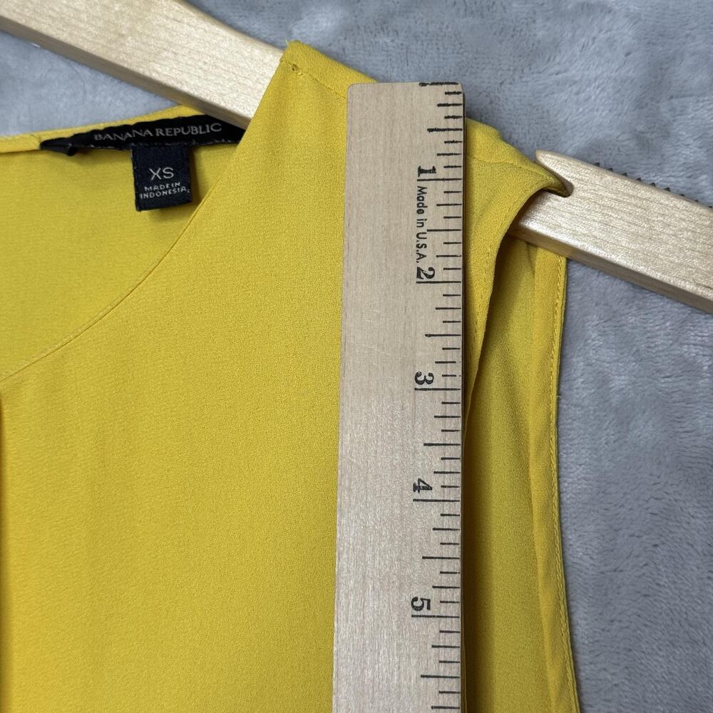Banana Republic Sleeveless Blouse Womens XS Yellow Black Trim Layered Top - Picture 8 of 9